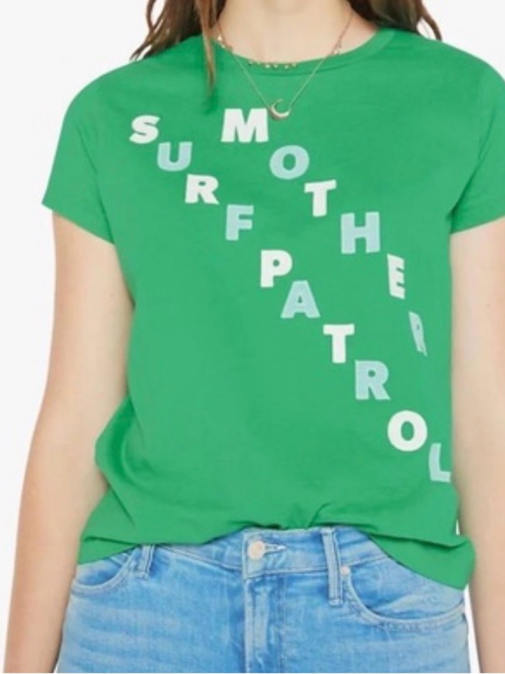 MOTHER Green Graphic Short Sleeve Tee